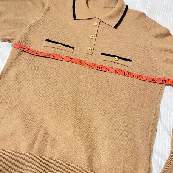 Vintage Marks & Spencer Polo Knit Sweater Camel Black- S - Picture 10 of 11